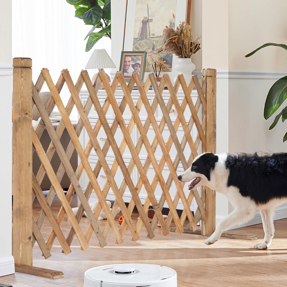 MYOYAY 2PCS Expandable Instant Fence Retractable Wooden Fence Wooden Pet Gate...