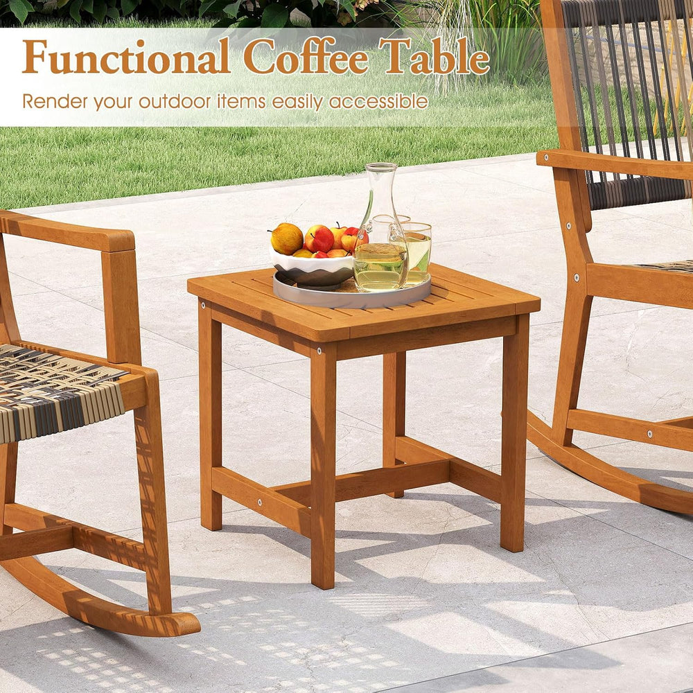 HAPPYGRILL 3 Pieces Rocking Bistro Set, PE Rattan Front Porch Chairs with Cof...