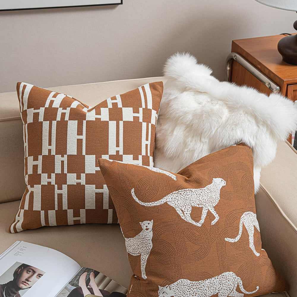 Croker Horse 22x22'' Inches Throw Pillow Cushion Cover - Leopard Chee...