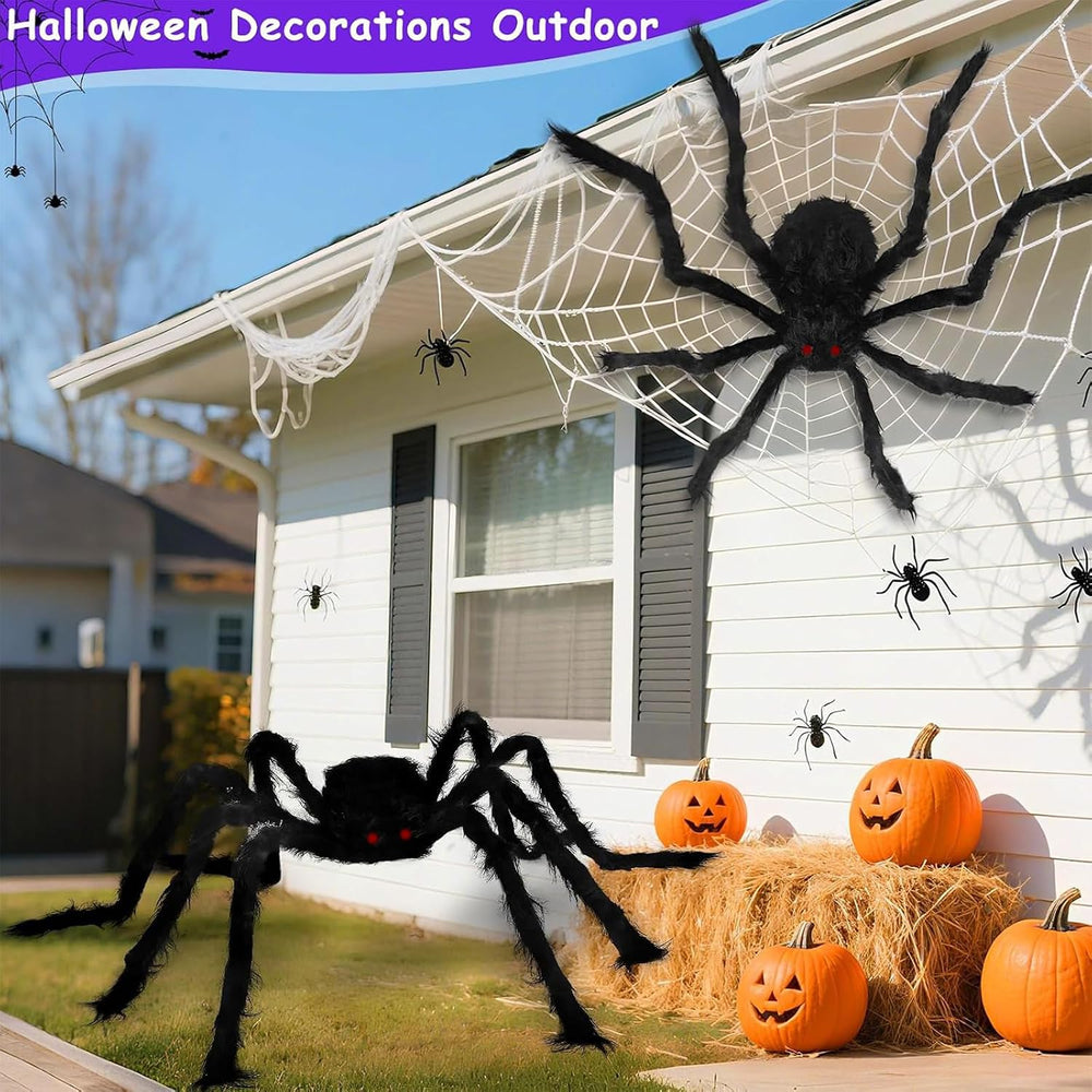 2Pack 50Inch Giant Halloween Spiders Decorations with 8 Modes 30 LED Lights