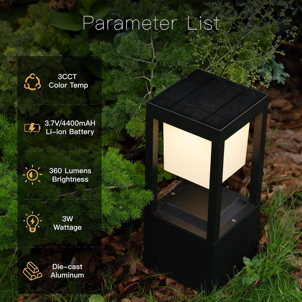 Solar Floor Lamp Outdoor Waterproof, 13.7" H 2-Pack