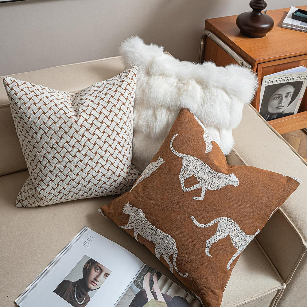 Croker Horse 22x22'' Inches Throw Pillow Cushion Cover - Leopard Chee...