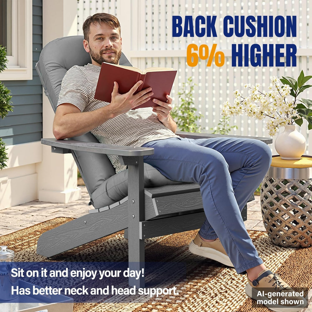 YEFU Adirondack Chair Cushion, 49x20 Rocking Chair Cushions Set of 2, Gray
