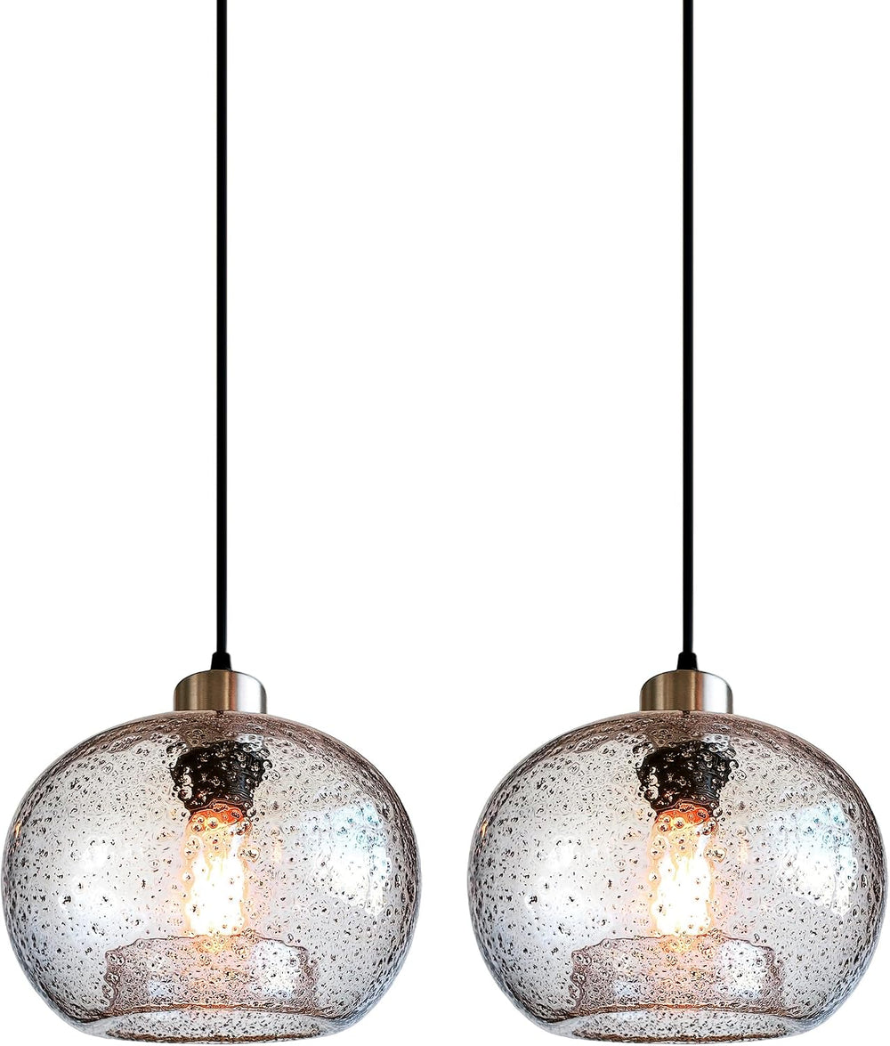 CASAMOTION Glass Pendant Lights, Marble Clear, 2 Pack