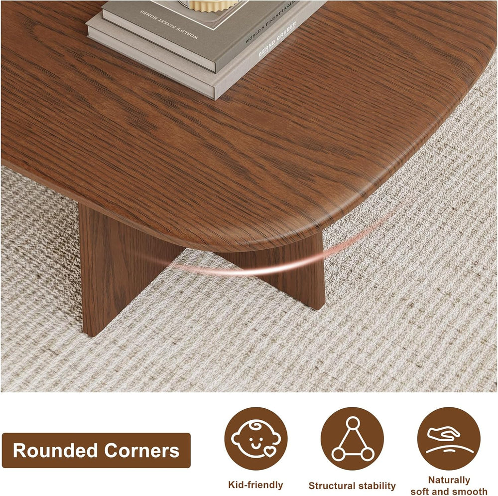 Solid Wood Coffee Table, Mid-Century Modern Center Table for Living Room, FAS...