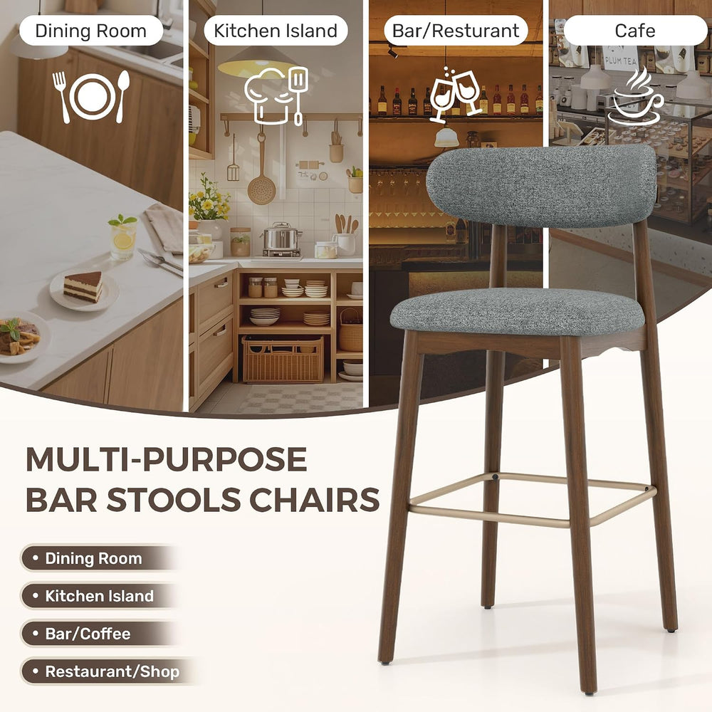 Counter Height Bar Stools, Solid Wood Barstools,30.5" Set of 2