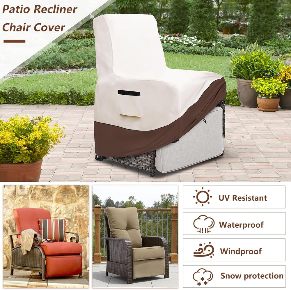 Outdoor Recliner Chair Cover,600D Heavy Duty Waterproof Patio Chair Covers,Ou...