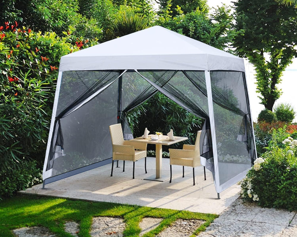 MASTERCANOPY 11x11 Slant Leg Gazebo Canopy with Netting White
