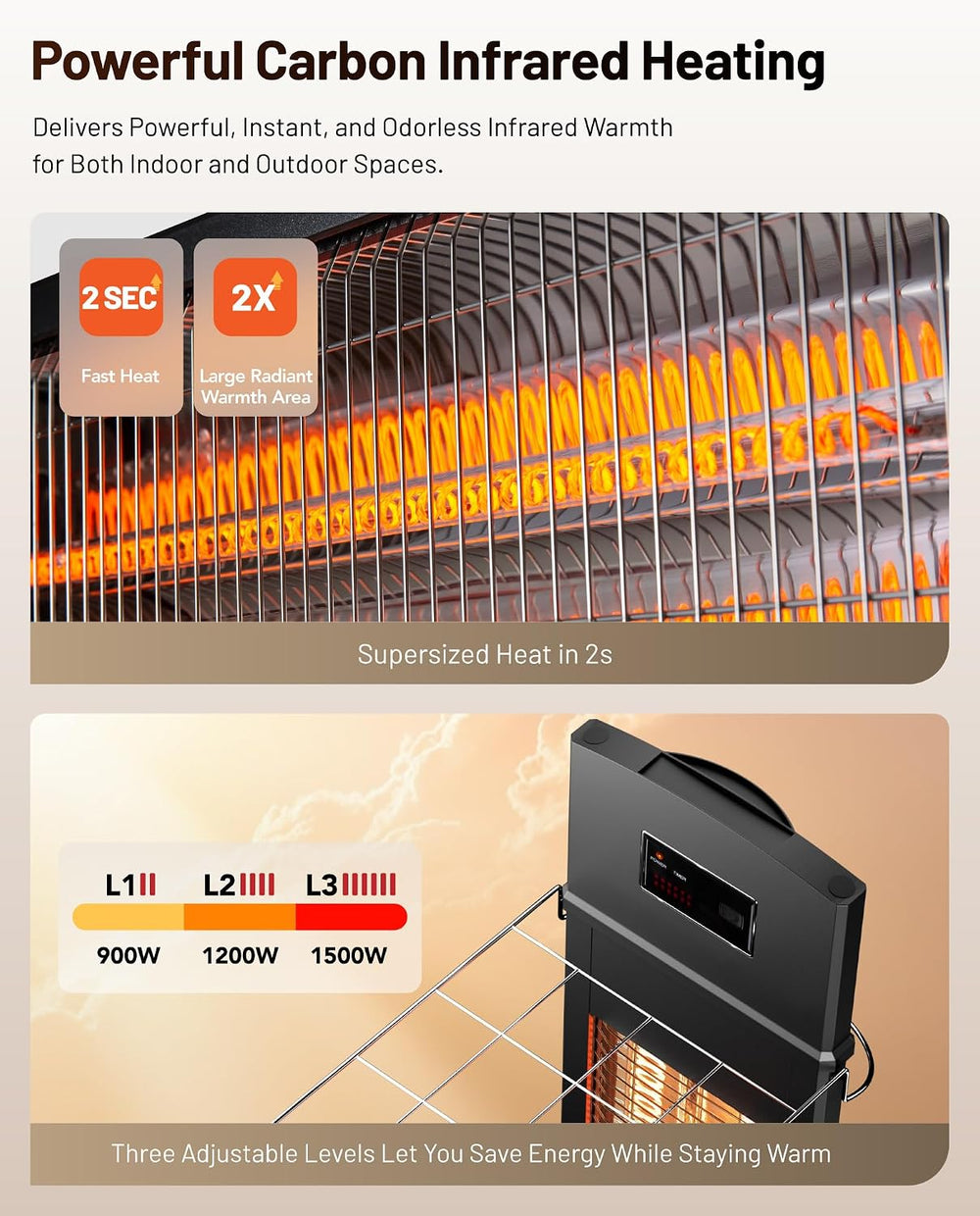 DR. INFRARED HEATER 1500W Portable Infrared Indoor and Outdoor Space Heater