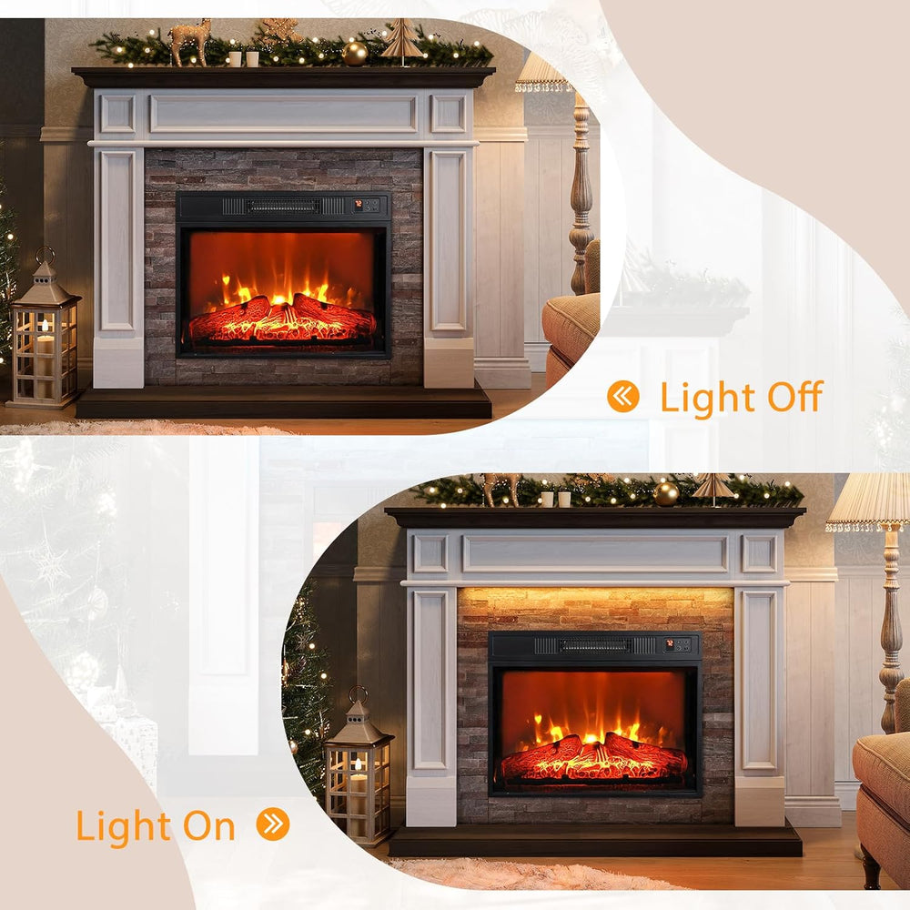 LGHM 44" Electric Fireplace with Mantel, Tall Fireplace Heater Freestand...