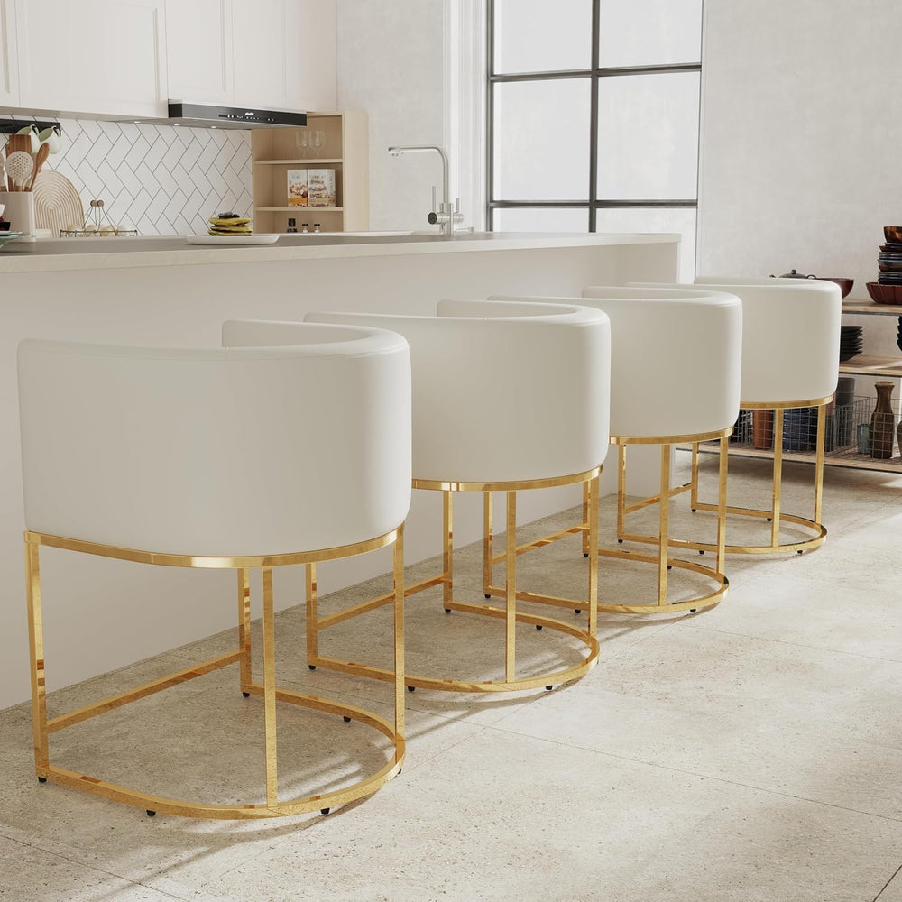 RIVOVA PU Leather Bar Stools Set of 4, Modern Upholstered Counter Height Bar ...