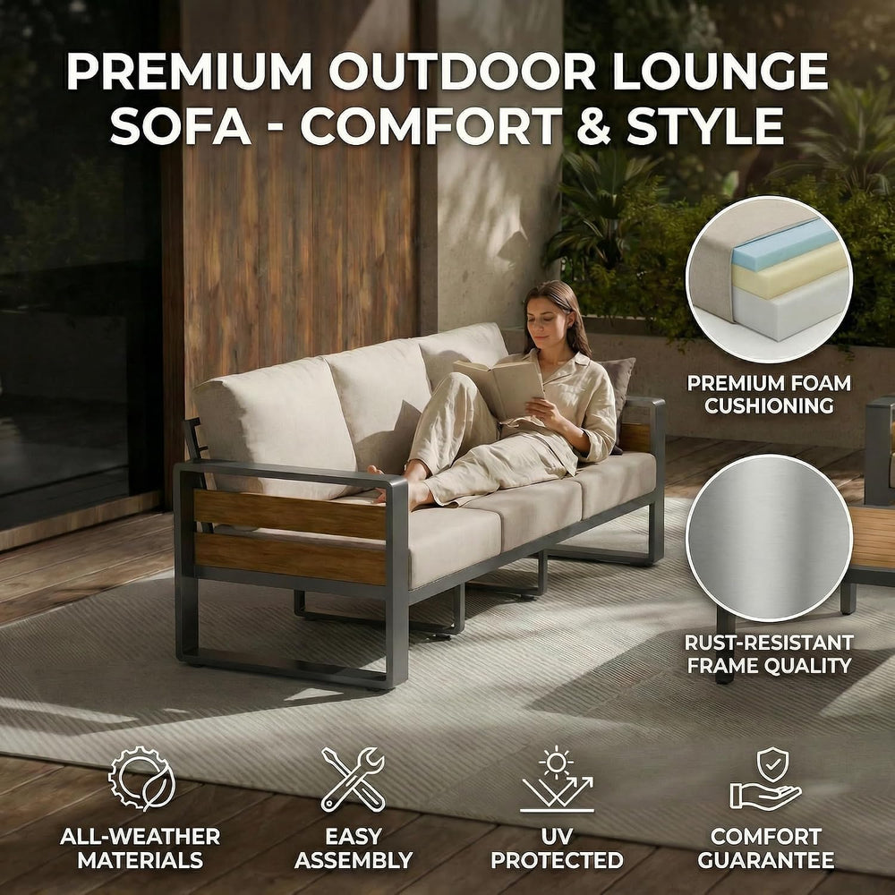 ZANDOR Aluminum Outdoor Patio Furniture Set with Table,4 Seat, Grey