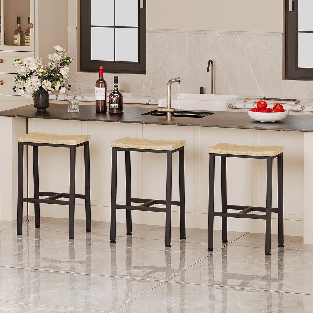 Homeiju Bar Stools, Counter Height Bar Stools Set of 2, 23.6 Inch Saddle Stoo...