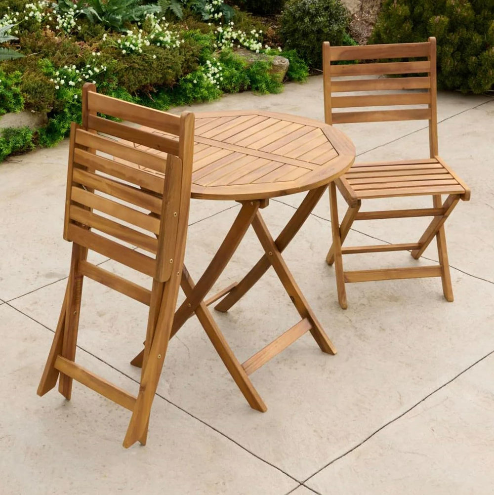 Patio Wise Folding Patio Chair Set of 2 – Foldable Acacia Wood Outdoor Chairs...