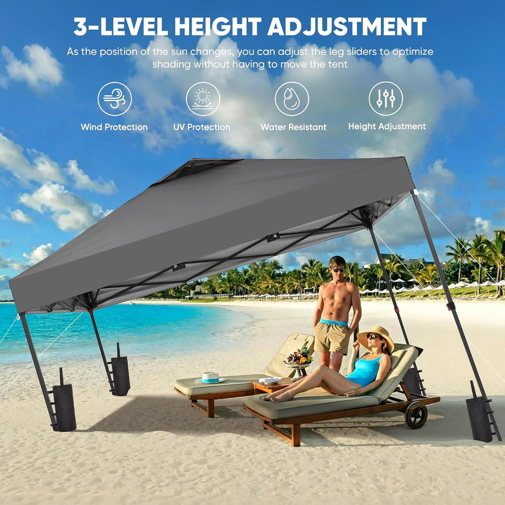 GDY 10x10 Pop Up Canopy Tent with 4 Sidewalls, Easy Set up, Outdoor Silver Co...