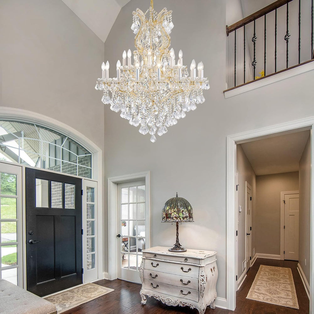 Gold Large Crystal Chandelier-24-Light Chandelier Light Fixture Modern Maria ...
