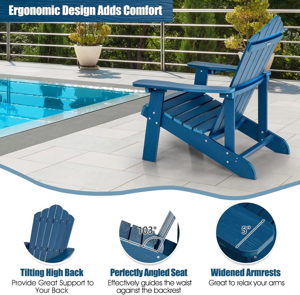 Giantex Outdoor Adirondack Chair - Oversized Patio Chairs w/Hidden Cup Holder...