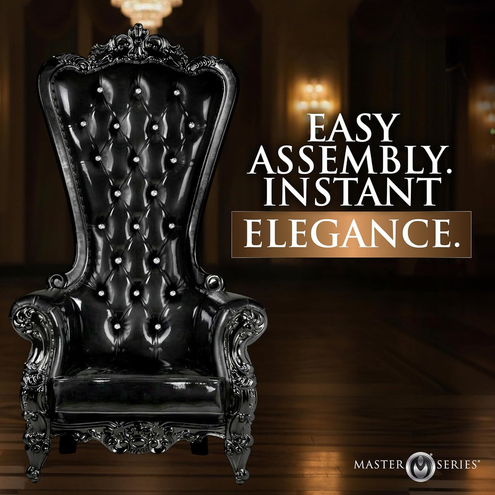 Master Series Throne Chair, Ornate Tufted Chair with Vegan Leather Cushions, ...