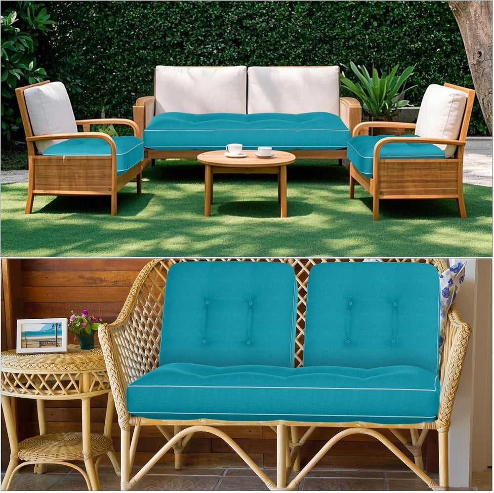 Wenqik 44 x 19 x 4 Inch Outdoor Bench Cushion Set of 3 Waterproof Tufted 1 Pa...