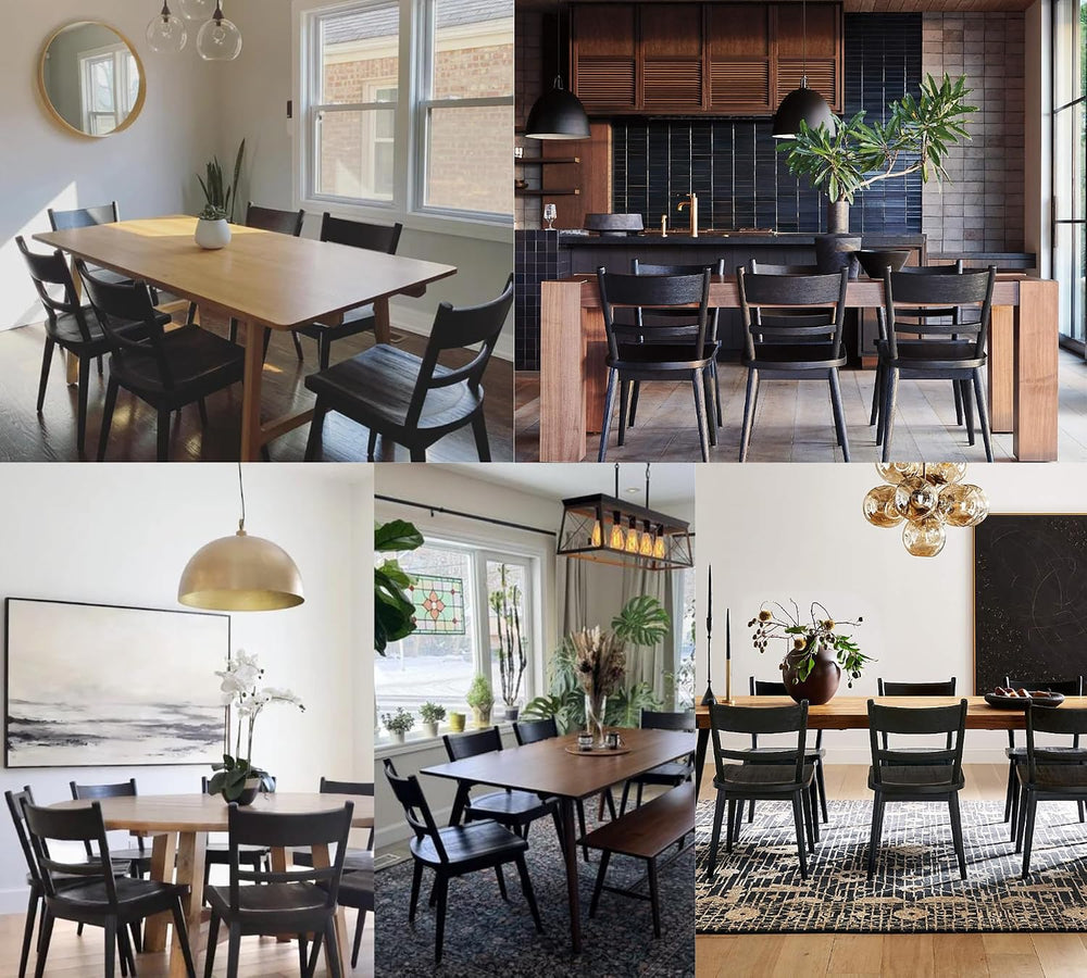 CIMOTA Black Dining Chairs Set of 6, Farmhouse Wood Dining Chairs Ladder Back...