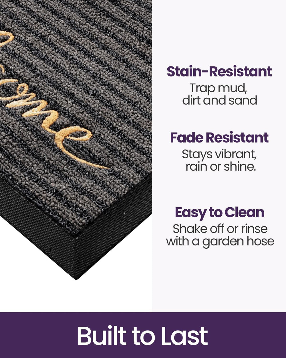 DEXI Front Door Mat Outside Entrance 24x36 Welcome Rubber Entry Doormat