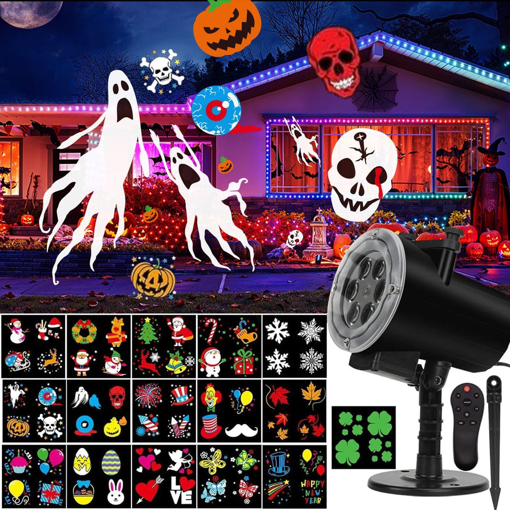 Halloween Christmas Projector Lights, Led Holiday Projector Light with 16pc S...