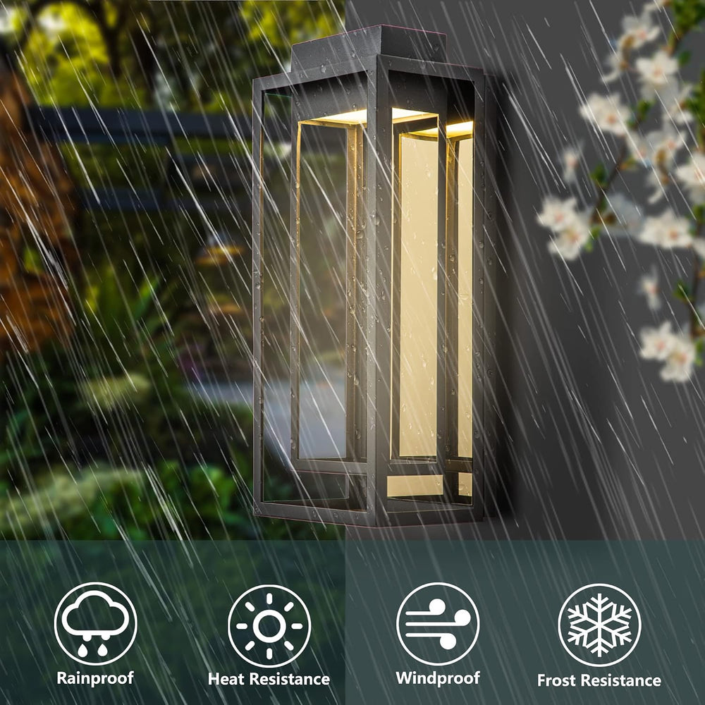 Modern Outdoor Wall Lights LED Exterior, Black Gold Front Porch Lights Wall M...