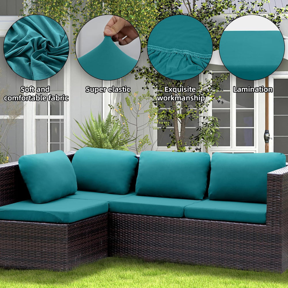12PCS Patio Cushion Covers, Stretch Patio Furniture Couch SeatSlipcovers