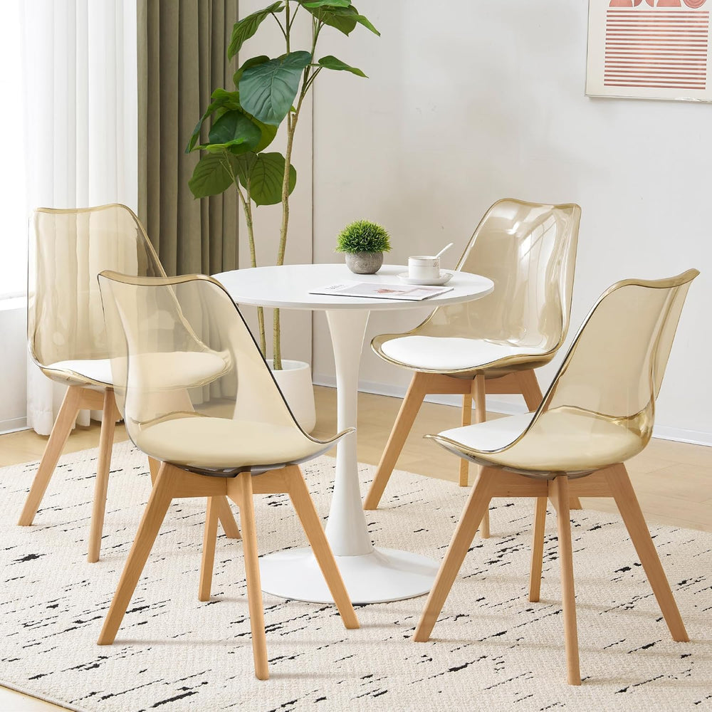 Clear Dining Chairs Set of 4, Modern Acrylic Dining Chair Transparent Chairs ...