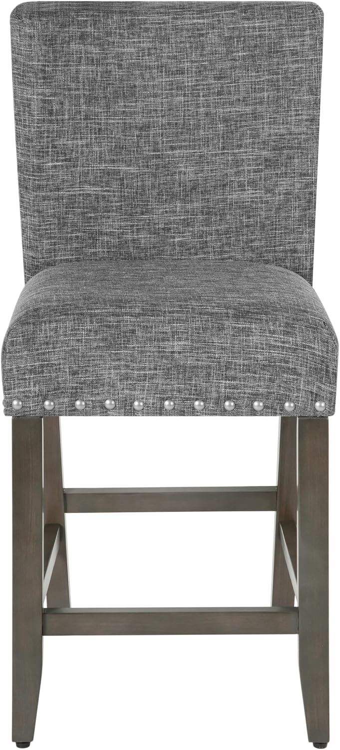 HomePop Upholstered Counter Stool, 24-Inch, Slate Gray