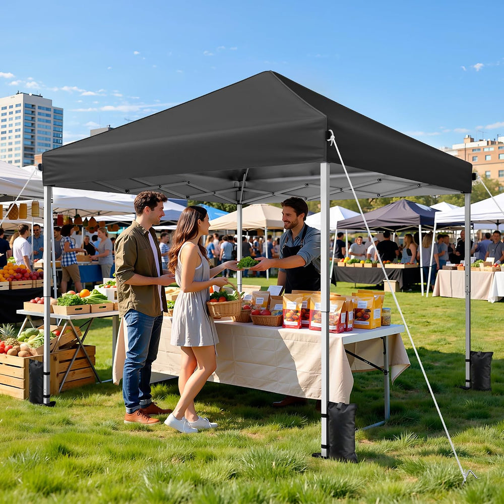 10x10 Pop Up Canopy Tent with One-Push Center Lock,Black