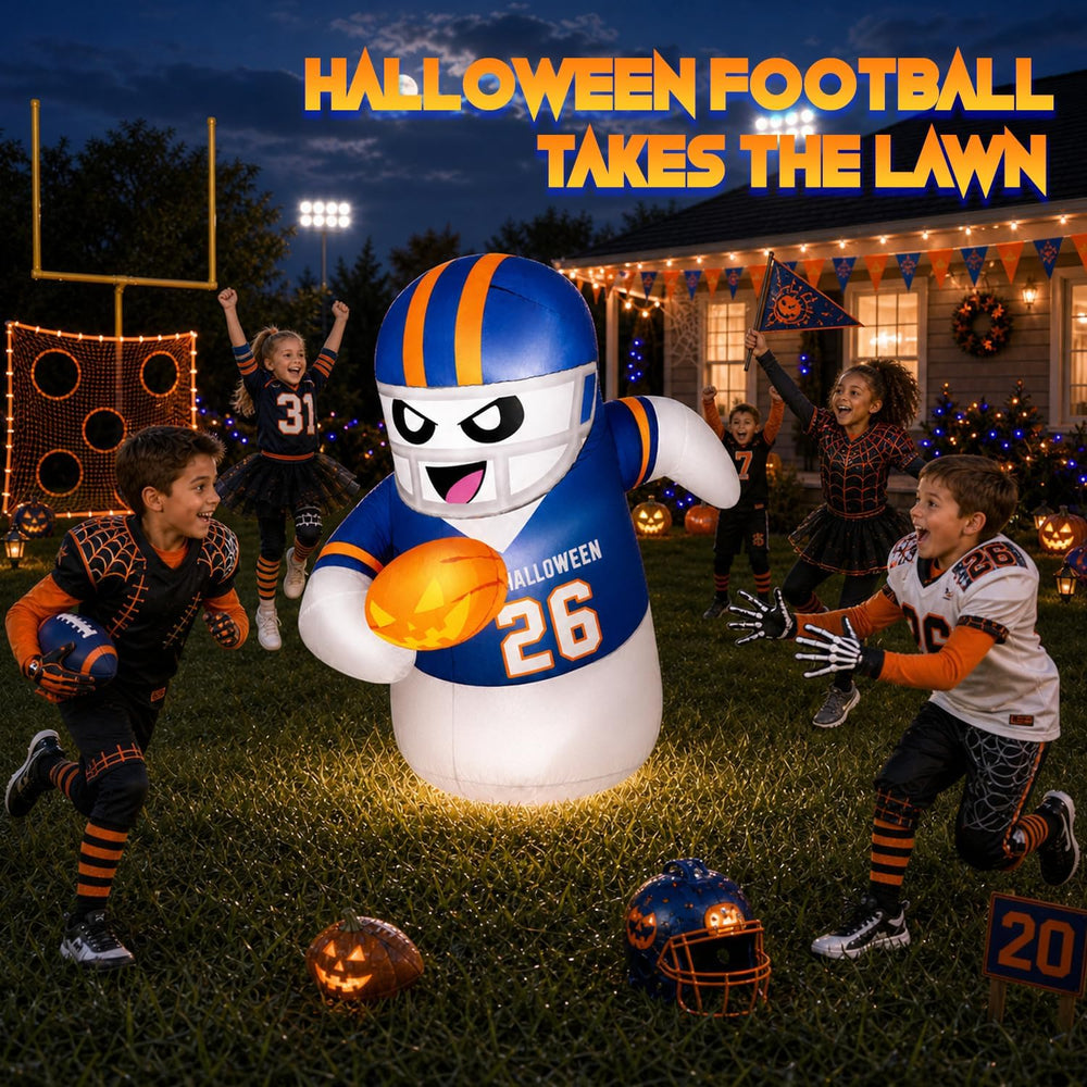 5FT Halloween Inflatables Decorations Outdoor Football Player Ghost Built-in ...