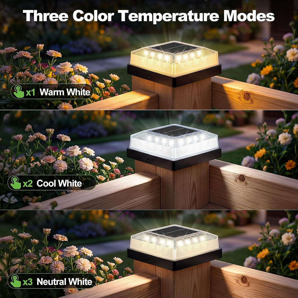 Brightever 3.5x3.5 4x4 Solar Post Cap Light Outdoor 12-Pack Black