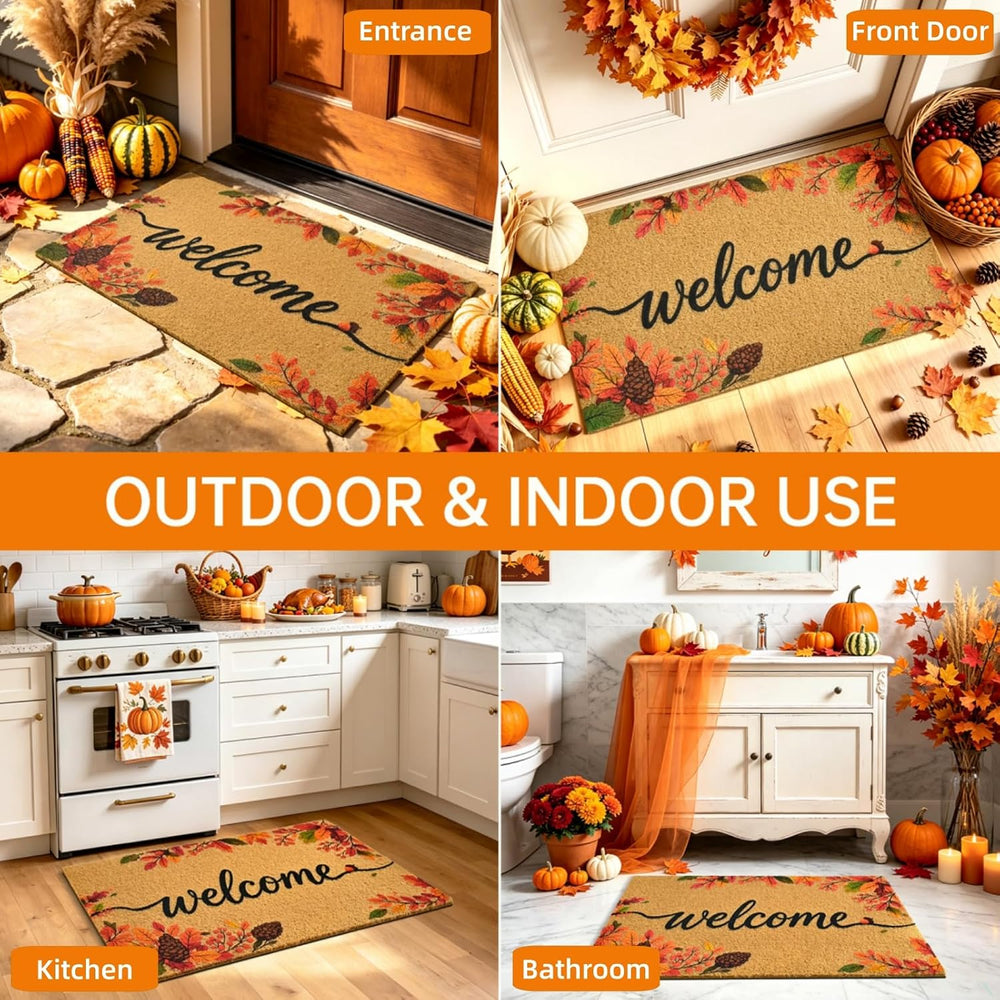 Fall Leaves Welcome Door Mat for Front Door Outdoor Indoor 17x29 in