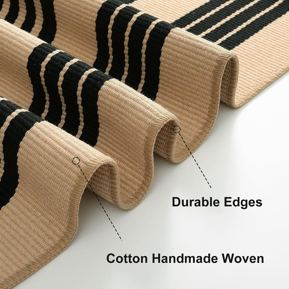 OJIA Outdoor Area Rugs 4'x6', Black and Tan Patio Rug Fall Porch Decor