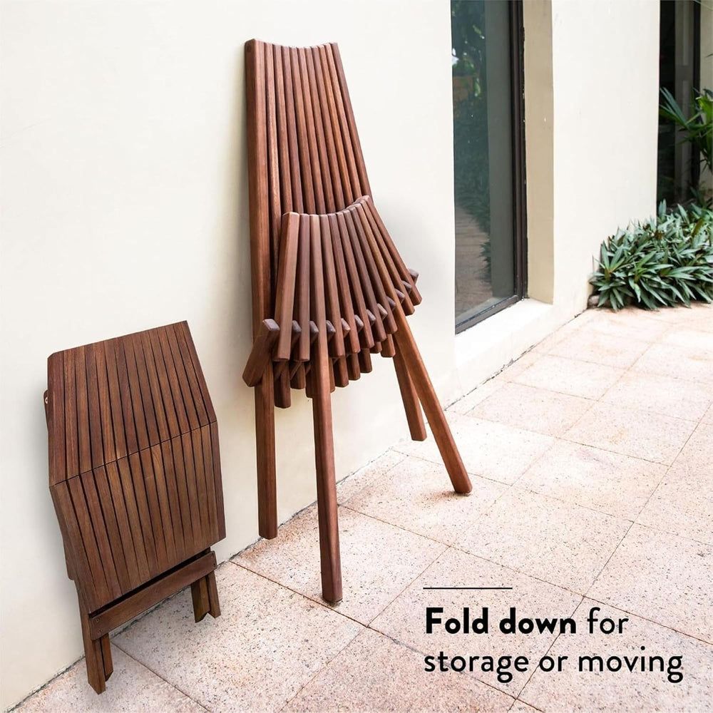 Melino Wooden Folding Tamarack Chairs, FSC Certified Acacia Low Profile Adiro...