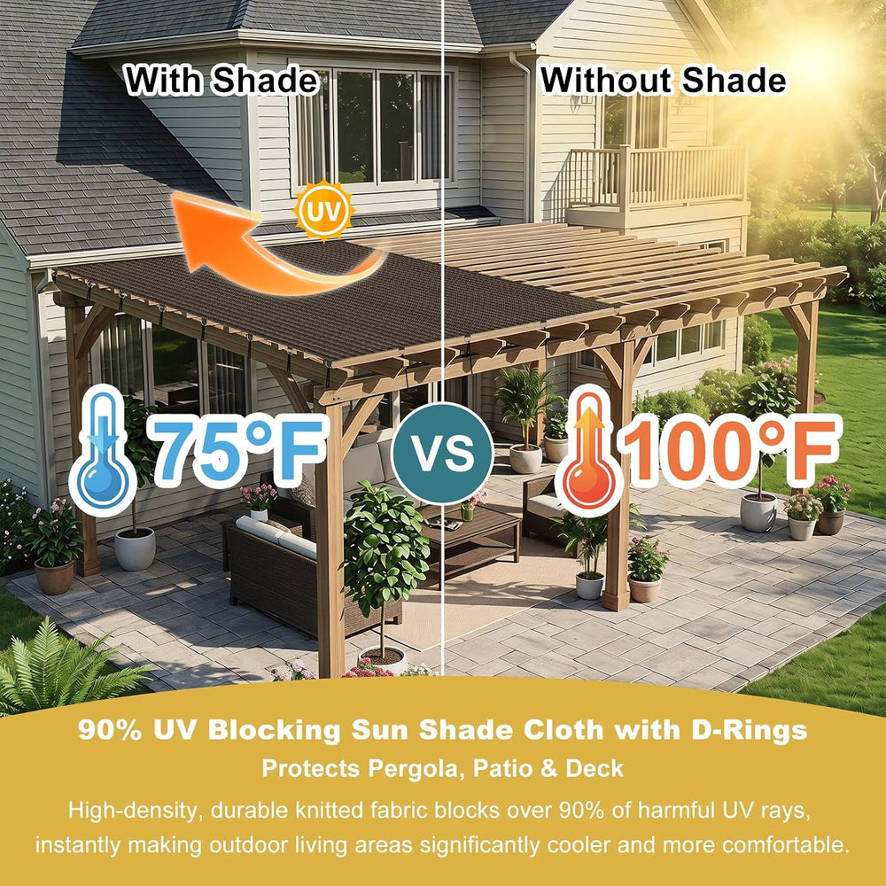 Shade&Beyond 90% Sun Shade Cloth with D-Rings & Reinforced Corner Web...