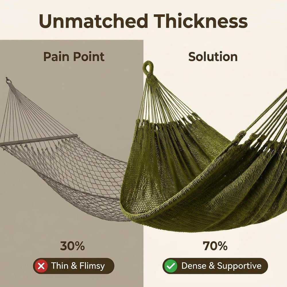 Handwoven Mayan Hammock with Carry Bag, 2 Person Family Size Cotton Nylon Rop...
