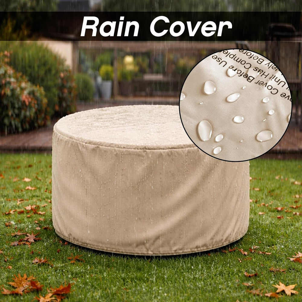 2PCS 32 Inch Round Fire Pit Table with Tank Cover, 2-in-1 Outdoor Propane Fir...