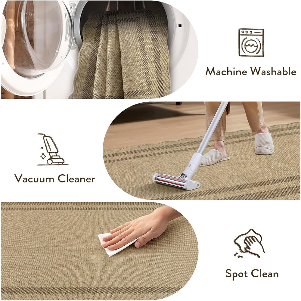 LIVEBOX Scalloped Easy Jute 4x6 Outdoor Rug, Washable Non Slip Geometric Area...
