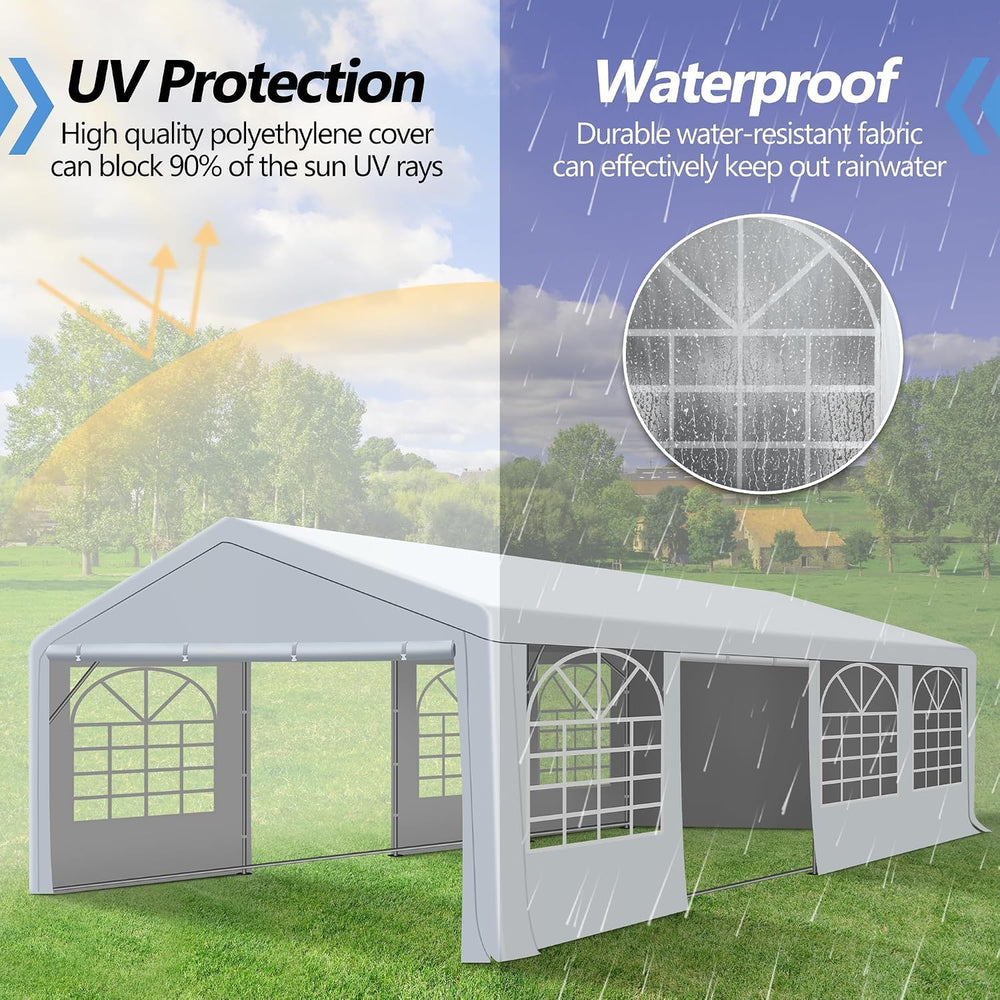 20'x30' Party Tent Heavy Duty, Large Wedding Event Tent with Removabl...