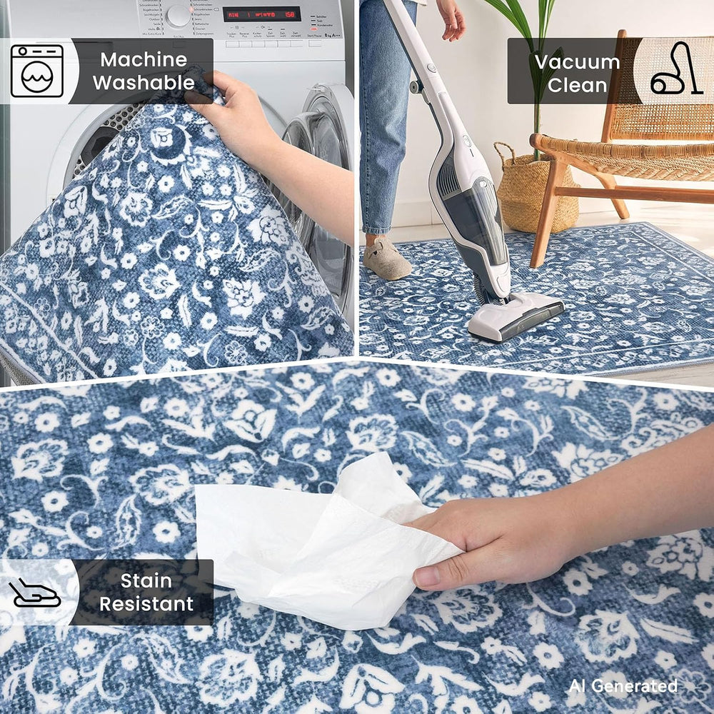 Washable Vintage 2x6 Runner Rug Non Slip Runners for Hallway