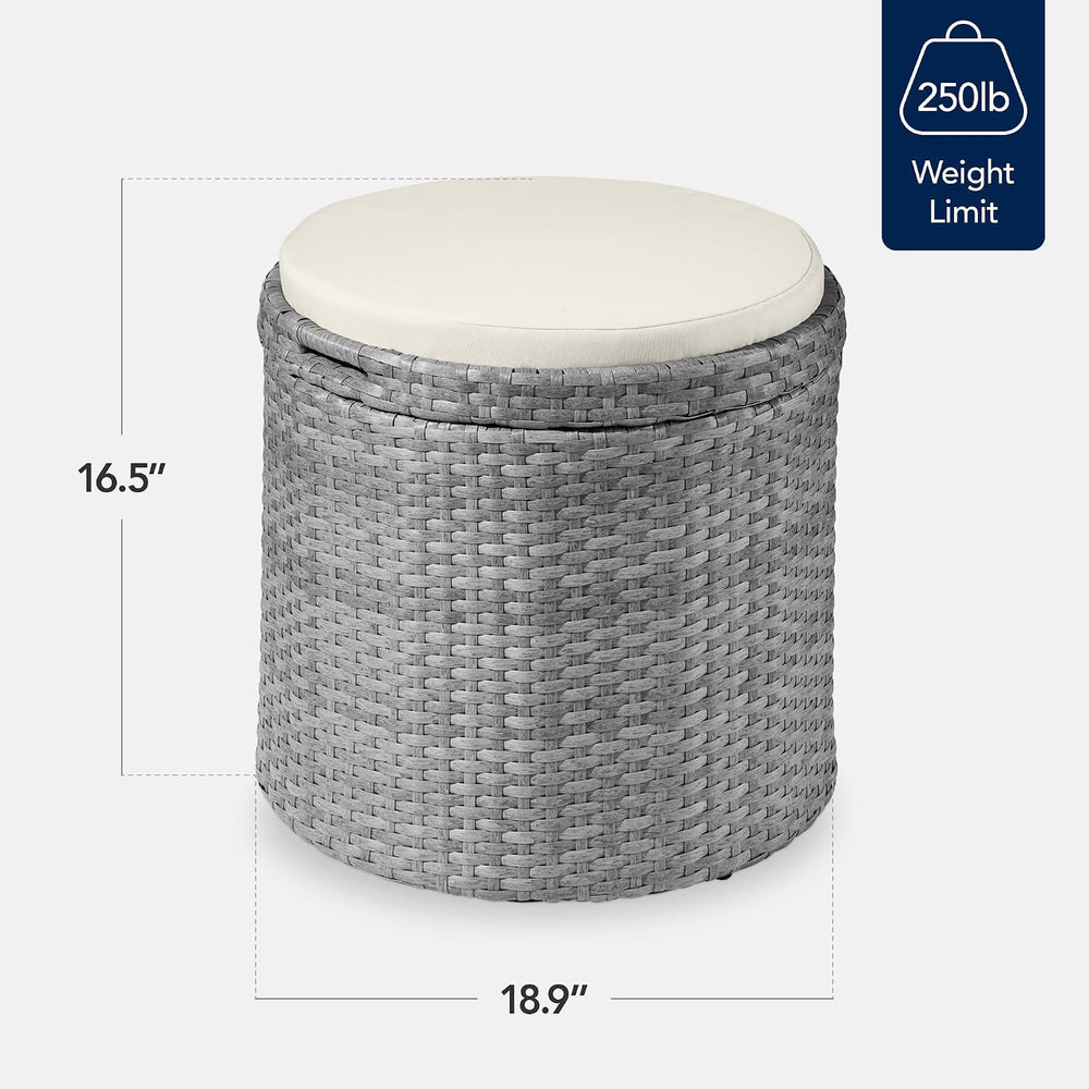 Best Choice Products Round Wicker Ottoman, Multipurpose Outdoor Furniture for...