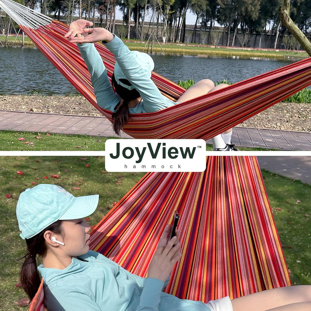 JoyView Brazilian Double Hammock with Hanging Ropes Extra Large 86.6x59” Port...