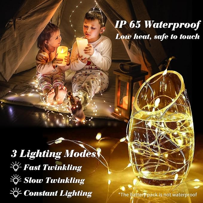 ZGWJ 50 Pack Fairy Lights Battery Operated, 7ft 20 Mini LED Fairy String Ligh...