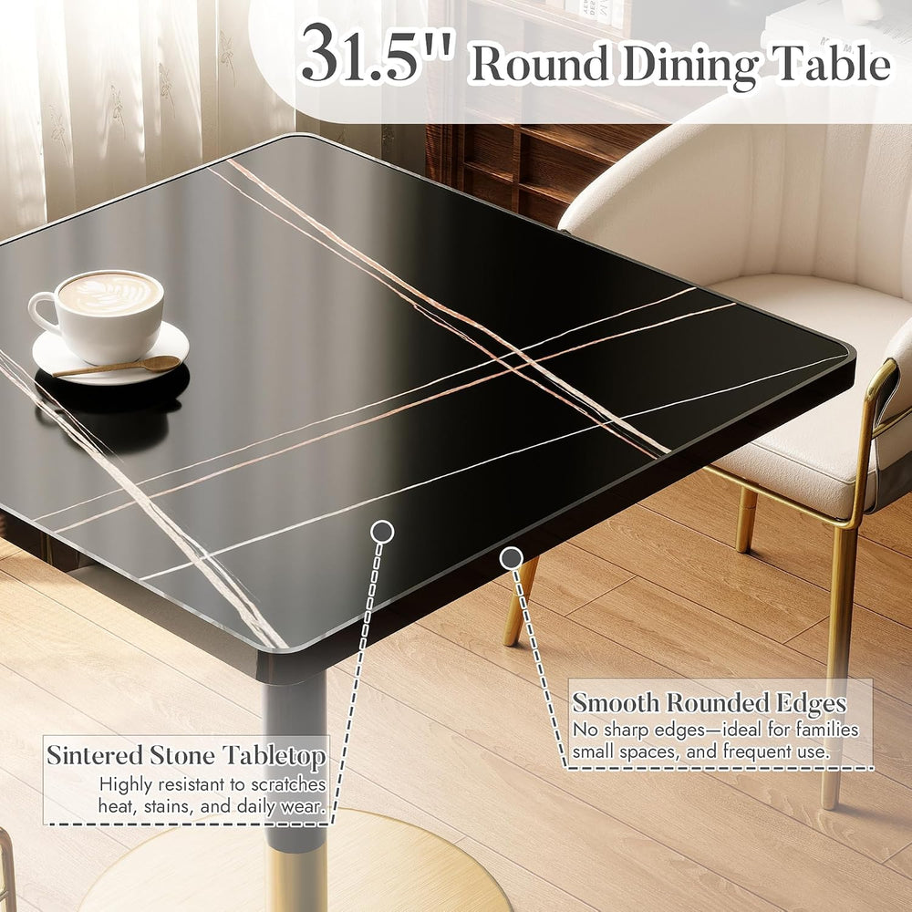 31.5'' Tulip Table, Square Dining Table with Sintered Stone Tabletop