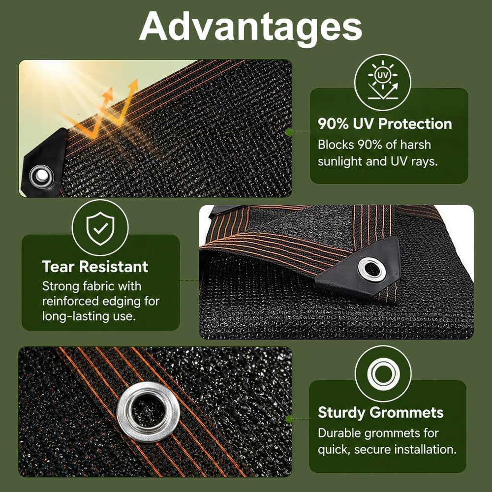 Shade Cloth for Garden, 90% Shade Tarp with Grommets, 20x20FT