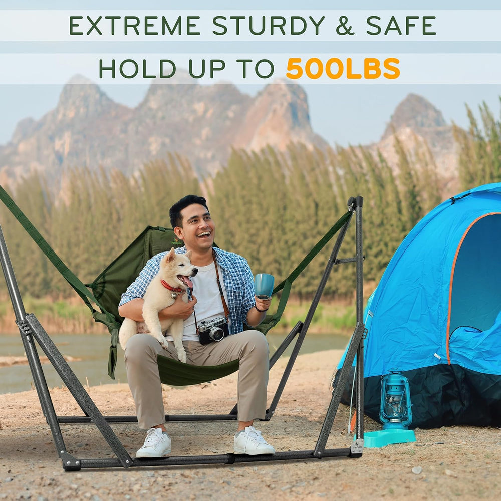 Tranquillo 2 in 1 Hammock and Swinging Chair with Collapsible Steel Stand &am...