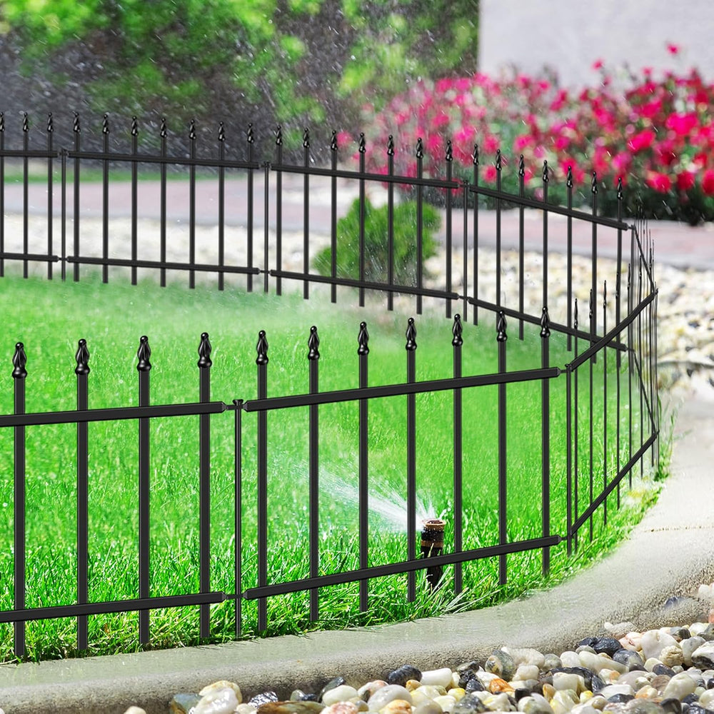 Decorative Metal Garden Fence 18" x 10', Small Fence Border with Stakes