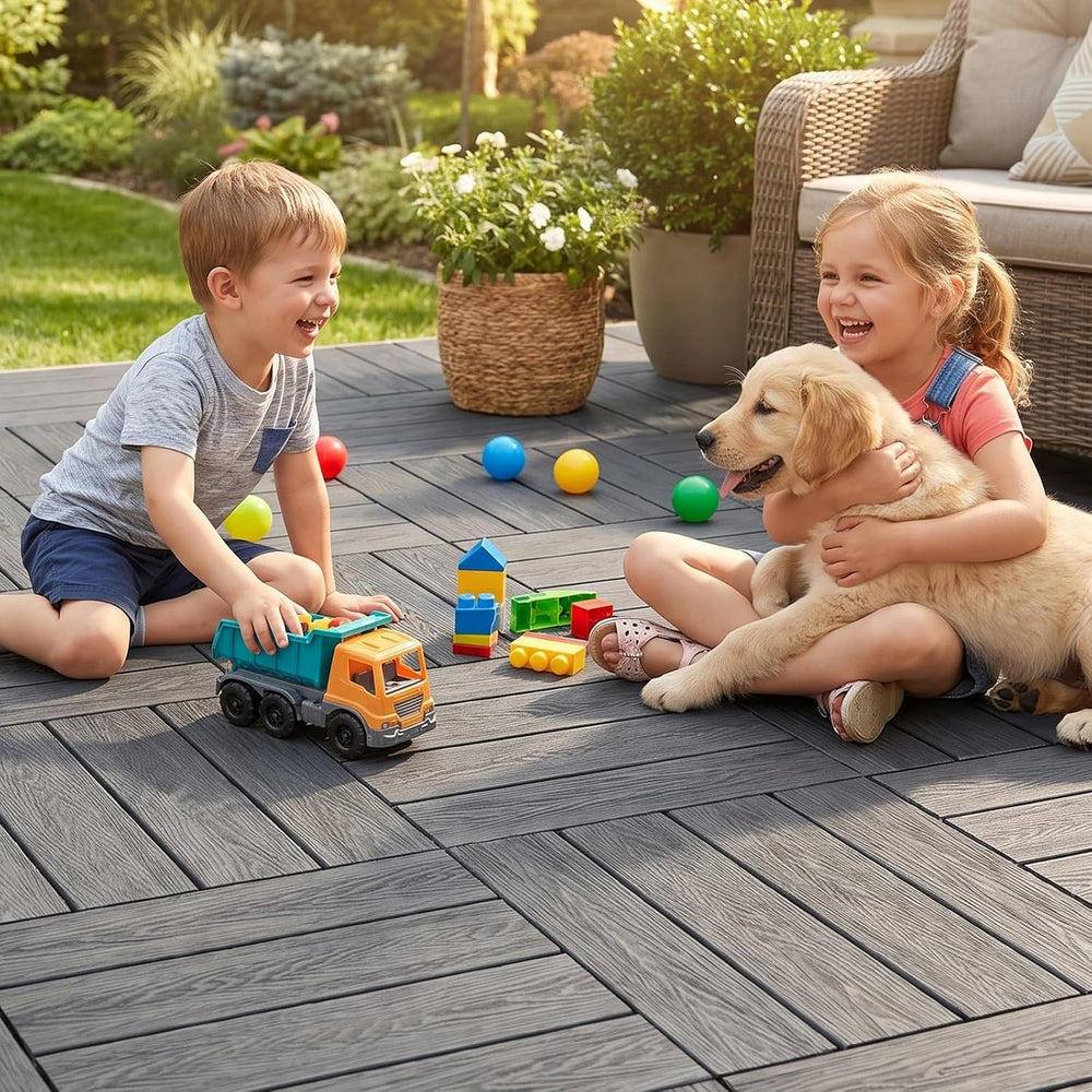 Modular Outdoor Flooring System, 22.6 x 22.6 in Raised Deck Platform, ASA Wea...
